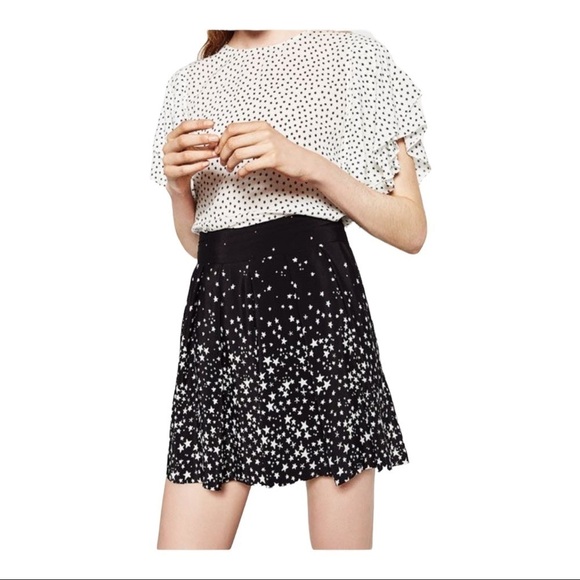 ZARA Black White Star Print Bermuda Short Size Large - Picture 1 of 7
